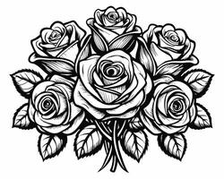rose noir et blanc vecteur