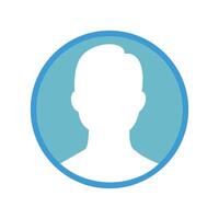 avatar profil image icône sur bleu Contexte. plat conception style. Ressources graphique élément conception. contact icône pour ui bouton application. utilisateur interface icône élément conception vecteur