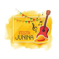 festa Junina la musique guitare et casquette Contexte vecteur