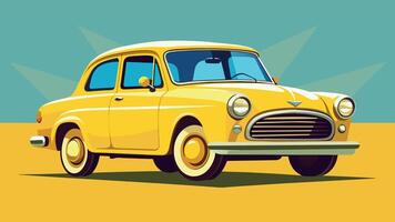 rétro Jaune voiture ancien illustration vecteur