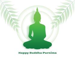 papercut style Bouddha ou gourou Purnima culturel Contexte avec feuilles conception vecteur
