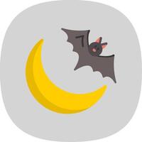 Halloween lune plat courbe icône conception vecteur