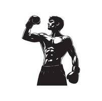 une boxeur supporter avec pose silhouette illustration vecteur