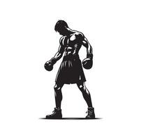 une boxeur supporter avec pose silhouette illustration vecteur