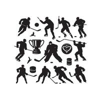 la glace le hockey joueur silhouettes icône logo illustration vecteur