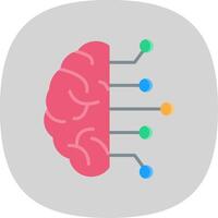 cerveau plat courbe icône conception vecteur