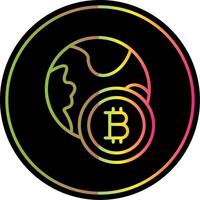 bitcoin monde ligne pente dû Couleur icône conception vecteur