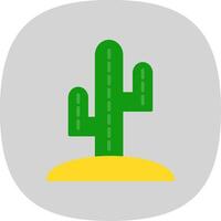 cactus plat courbe icône conception vecteur