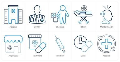 une ensemble de dix santé vérification Icônes comme hôpital, médecin, vérification vecteur