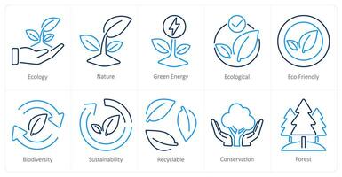 une ensemble de dix écologie Icônes comme écologie, nature, vert énergie vecteur