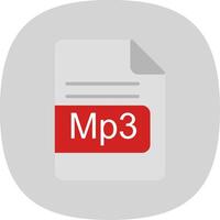 mp3 fichier format plat courbe icône conception vecteur