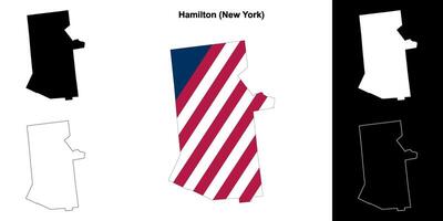 Hamilton comté, Nouveau york contour carte ensemble vecteur