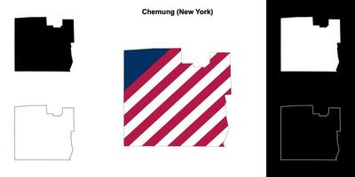 chemung comté, Nouveau york contour carte ensemble vecteur