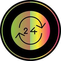 24 heure l'horloge glyphe dû Couleur icône conception vecteur