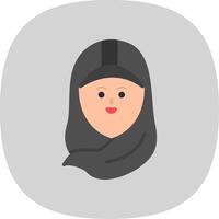 hijab plat courbe icône conception vecteur