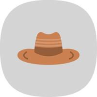 cow-boy chapeau plat courbe icône conception vecteur