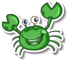 autocollant de dessin animé de crabe vert souriant