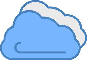 nuage ligne rempli bleu icône vecteur