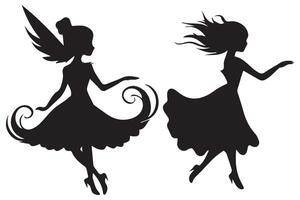 silhouette ensemble de fées illustration pro conception vecteur