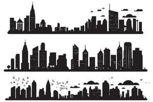 ville silhouette, silhouette de ville avec noir Couleur sur blanc Contexte pro conception vecteur