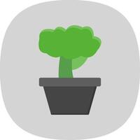bonsaï plat courbe icône conception vecteur