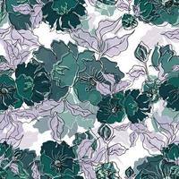 fleurs de modèle sans couture de vecteur avec des feuilles. illustration botanique pour papier peint, textile, tissu, vêtements, papier, cartes postales