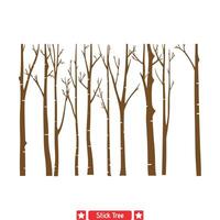 capricieux des bois merveilles bâton arbre silhouettes collection pour la nature passionnés vecteur