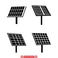 Soleil Puissance silhouette pack sélection de solaire panneau graphique pour défendre nettoyer énergie les pratiques et durabilité vecteur