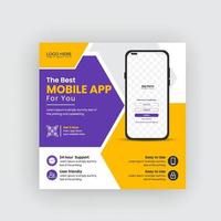 bannière de médias sociaux de promotion d'application mobile et modèle de bannière Web téléchargement pro vecteur