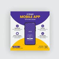 bannière de médias sociaux de promotion d'application mobile et modèle de bannière Web téléchargement pro vecteur