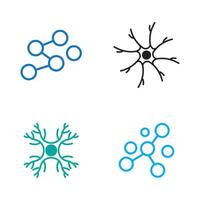 neurone logo ou nerf cellule logo conception, molécule logo illustration modèle icône avec concept vecteur