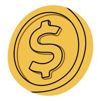 pièce de monnaie dessin animé 4 mignonne sur une blanc arrière-plan, illustration. vecteur