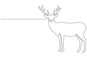 continu un ligne art dessin de sauvage animal cerf contour illustration vecteur