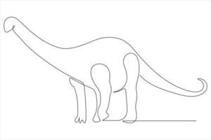 continu un ligne art dessin de dinosaure brachiosaure contour illustration vecteur