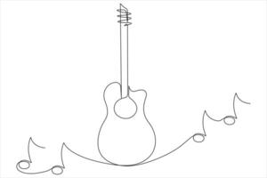 illustration de continu un ligne dessin acoustique guitare vecteur