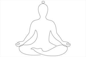 continu un ligne art dessin de homme Faire exercice dans yoga pose contour illustration vecteur