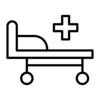 icône de ligne de lit d'hôpital vecteur