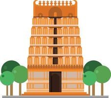 mignonne dessin animé illustration de une hindouiste temple vecteur