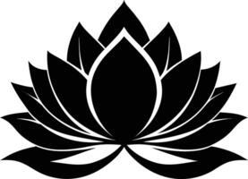 une noir silhouette dessin de une lotus fleur vecteur