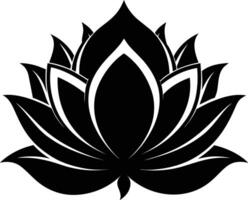 une noir silhouette dessin de une lotus fleur vecteur