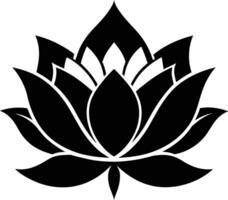 une noir silhouette dessin de une lotus fleur vecteur