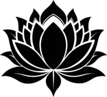 une noir silhouette dessin de une lotus fleur vecteur