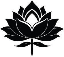 une noir silhouette dessin de une lotus fleur vecteur