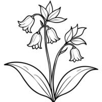 jacinthe des bois fleur plante contour illustration coloration livre page conception, jacinthe des bois fleur plante noir et blanc ligne art dessin coloration livre pages pour les enfants et adultes vecteur