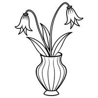 jacinthe des bois fleur sur le vase contour illustration coloration livre page conception, jacinthe des bois fleur sur le vase noir et blanc ligne art dessin coloration livre pages pour les enfants et adultes vecteur