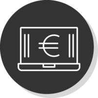 euro portable ligne ombre cercle icône conception vecteur