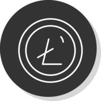 litecoin ligne ombre cercle icône conception vecteur