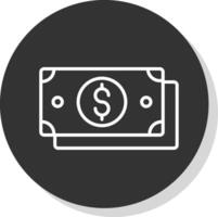 dollar facture ligne ombre cercle icône conception vecteur