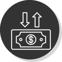 dollar facture ligne ombre cercle icône conception vecteur