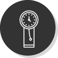 l'horloge ligne ombre cercle icône conception vecteur